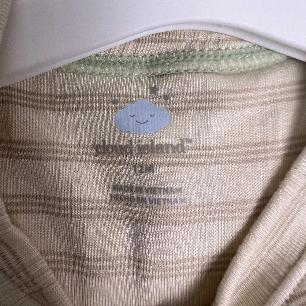 Cloud Island Baby Romper and Hat Set Beige Plaid Striped 12 Month